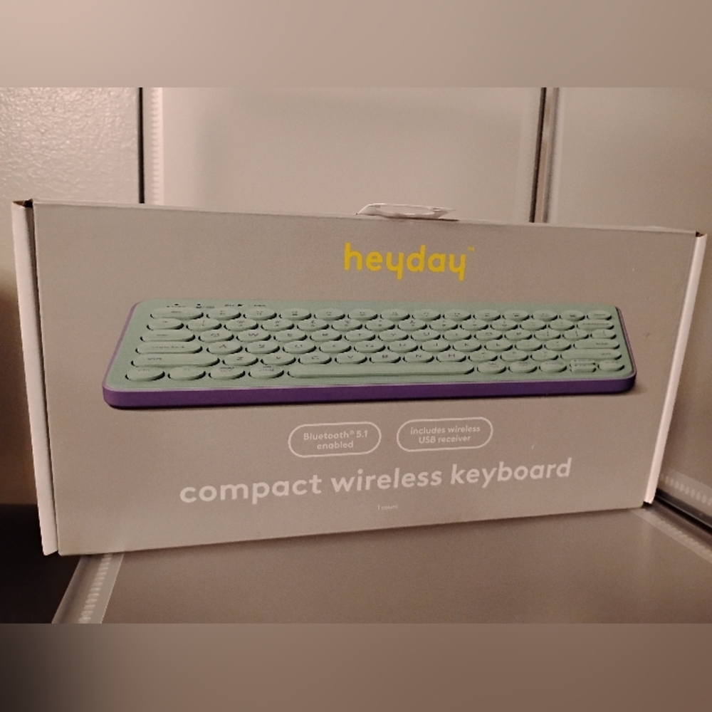 New Heyday Mint Green and Purple Compact Wireless Keyboard